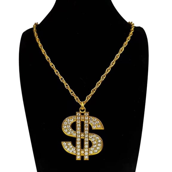 Oversized Dollar Sign Design Necklace 70cm Length Alloy Chain Costume Props Accessory For Themed Parties