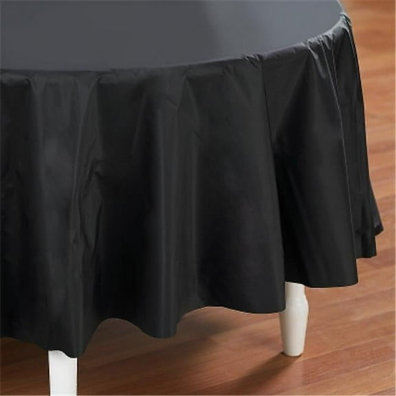 Creative Converting 192827 Black Velvet- Black Round Plastic Tablecover