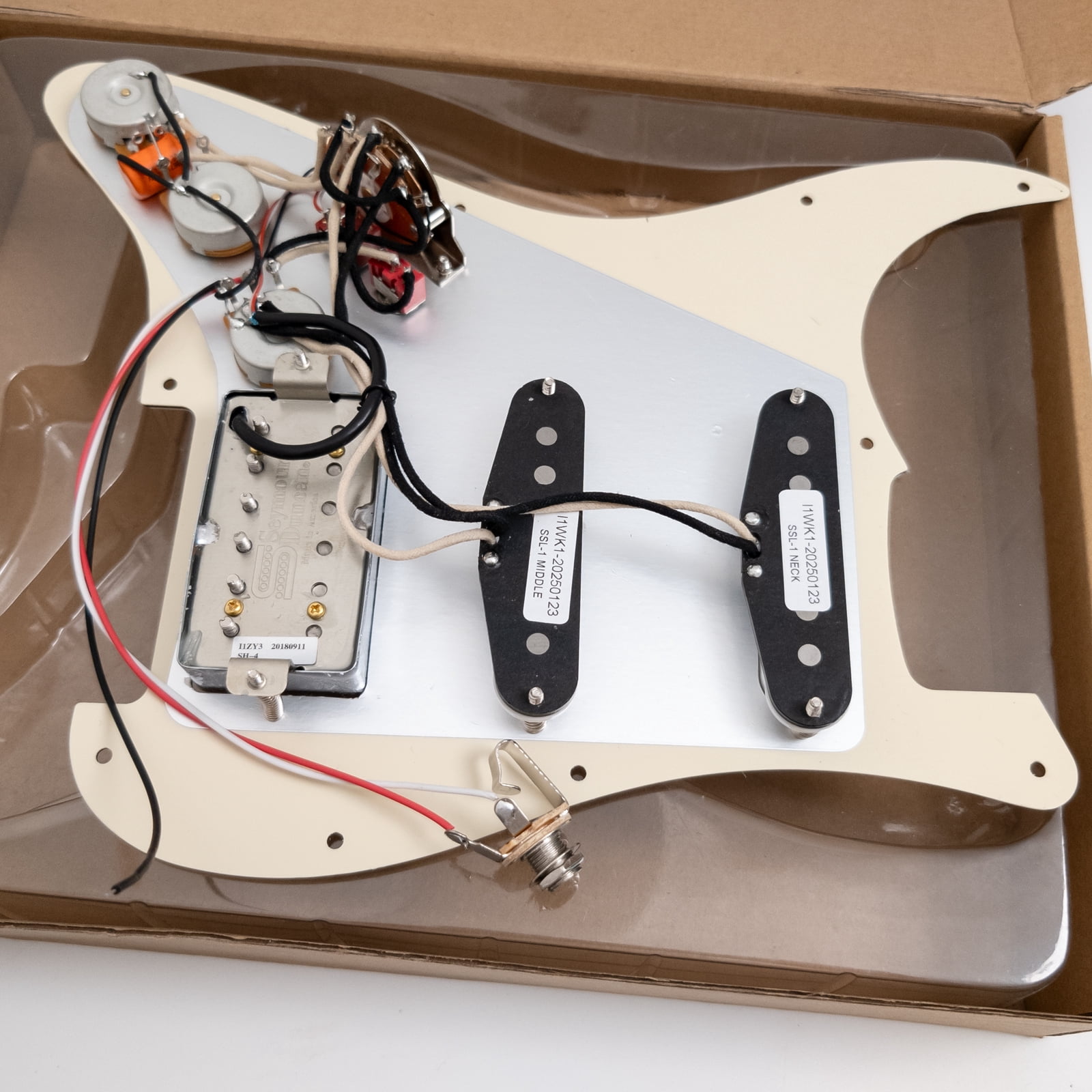 Guitar Prewired Loaded Strar Pickguard, with SSH Alnico 5 Humbucker Pickups, Coil Splitting for Fender USA/Mexico Strat Electric Guitars Replacement Parts