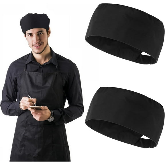 CoCoMangos 2Pcs Unisex Chef Hats Kitchen Cooking Food Service Caps Chef Hats Adjustable Kitchen Cooking Caps Food Service Caps for Kitchen Cooking Service and Other Work Black