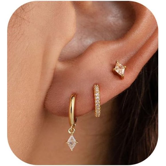 shiyou-Gold Hoop Earrings Set for Women,Cute Cartilage Earring Stacks Dainty 14K Gold Plated Stud Earrings Pearl Drop Earrings Small Hoop Earrings Hypoallergenic Piercing Earrings Gold Jewelry