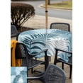thumbnail image 5 of Outdoor Tablecloth with Umbrella Hole for Patio/Picnic/Party/Camping, Blue Teal Palm Leaves Waterproof Table Cloth Square Cover Washable, Summer Botanical Tropical Leaf (54"x 54"), 5 of 9