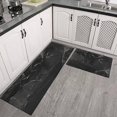 thumbnail image 4 of Classic Elegance: Black White Marble Anti Fatigue Kitchen Mat Set 2 Piece, Non Skid,Absorbent Kitchen Floor Rug, 4 of 7