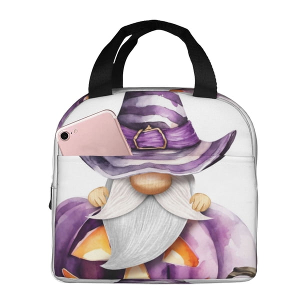 Easygdp Halloween Gnome With Pumpkins Bolsa Térmica Premium - Tela Oxford Impermeable, Gran Capacidad, Bolsillo Frontal, Unisex para Trabajo, Escuela, Actividades al Aire Libre y Picnics