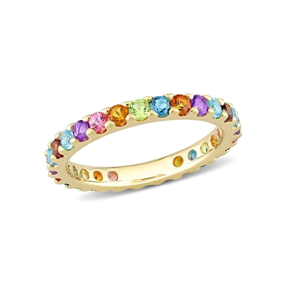 Everly Women's Garnet and Topaz Amethyst Citrine Peridot Tourmaline 10k Yellow Gold Ring