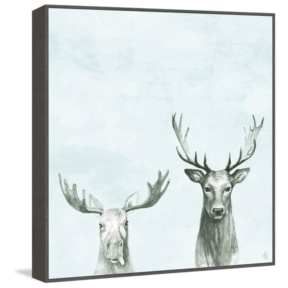 Antler Duo Floater Framed Painting Print on Canvas