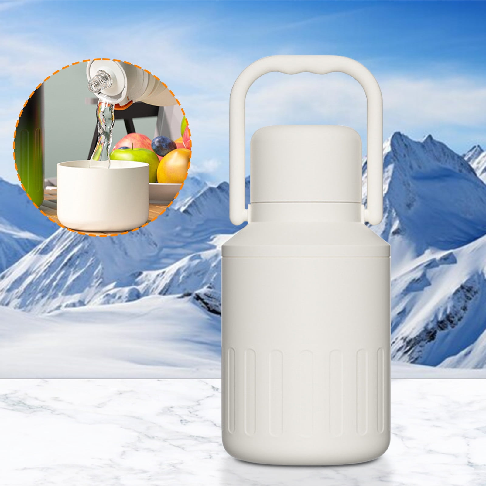 pvdgvd Insulated Gallon Jug with Handle, 1000ML Stainless Steel Vacuum Water Bottle for Hot Cold Drinks, Wide Mouth & Leak-proof, Sweat-proof & Portable for Travel Camping Sports