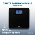 thumbnail image 2 of Báscula digital Tanita HD-662 (negra) - Báscula de baño de tecnología japonesa con capacidad de 150 kg - Pantalla LCD grande de 5 cm con retroiluminación azul - Precisa, duradera y con control de pie, 2 of 5