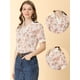 thumbnail image 2 of INSPIRE CHIC Blusa Floral De Manga Corta Con Cuello En V Para Mujer Beige M, 2 of 5