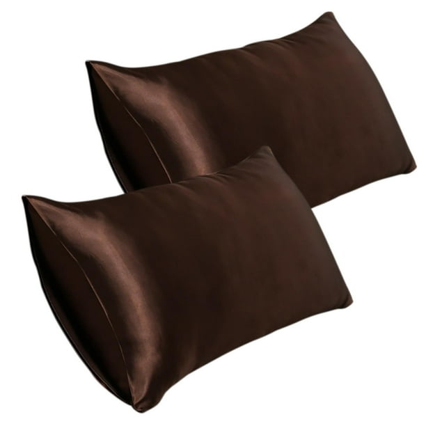 Fiudx Juego de Fundas de Almohada de Seda Sintética, Tacto Satinado Suave, Diseño de Sobre, Transpirable y Agradable para La Piel y El Cabello, Color Blanco, 2 Piezas, Tamaño 50 X 76 Cm.