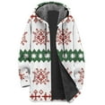thumbnail image 5 of Jacket Women Longline Jackets Christmas Print Winter Cozy Lined Full Zip Outerwear for Cold Weather Womens Coats White XXXXL, 5 of 5