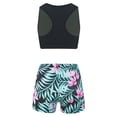 thumbnail image 2 of YONGHS Kids Girls Gymnastics Sports Outfits Racer Back Crop Top Booty Shorts Set Lily Pink 5-6, 2 of 7
