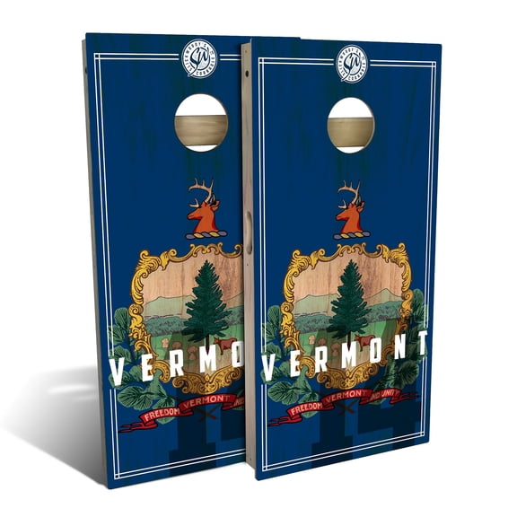 Skip's Garage | Vermont State Flag 2.0 Cornhole Board Set | Includes Boards & Bags | Choose Your Size & Accessories