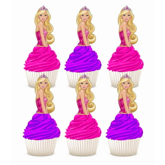 14X Edible Barbie Princess Half Body Wafer Card Cupcake Cake Toppers (Uncut)