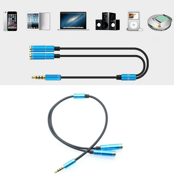 SHOWERORO Headphone Splitter 1Set Sky-Blue for Couples with Headphone Wire Cord and Simple Style