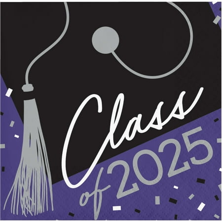 Creative Converting School Spirit Purple Class of 2025 Paper Beverage Napkins, 108 ct.
