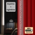 thumbnail image 3 of Dark Red Greek Key Blackout Curtains for Bedroom/Living Room, Pinch Pleated Black Out Curtains, Geometric Greece Ancient Farmhouse Geo Room Darkening Window Drapes with Hooks 2 Panels, 59"x70", 3 of 8