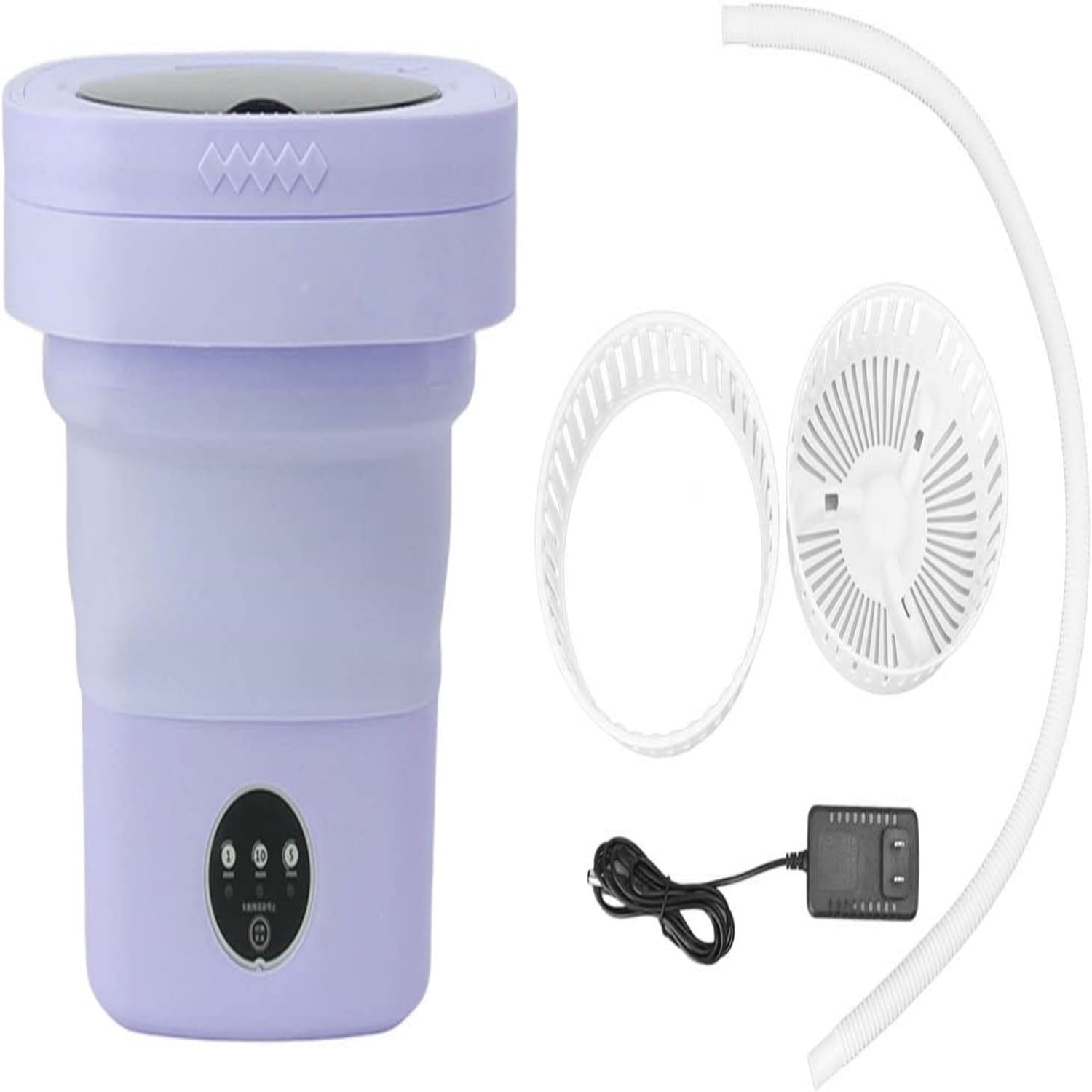 Beiled Portable Foldable Mini Washing Machine, 8 Liters, Purple , with Drain Basket and Drain Pipe