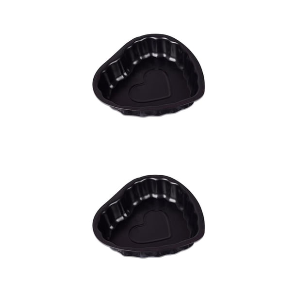 Wosthever Molde para pasteles en forma de corazón, bandeja para hacer postres, molde de liberación rápida, cocina para el hogar, aniversario, Negro 2Conjunto