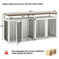 thumbnail image 2 of ChVans 87" Large Farmhouse Dog Crate TV Stand, Wooden Dog Crate Furniture with 4 Lockable Doors/Solid Metal Tube, XL-XXL Heavty Duty Dog Crates Furniture for 2 Medium or Large Dogs,White-Brown, 2 of 7