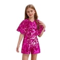 thumbnail image 1 of inhzoy Combinaison à Sequins Scintillants pour Filles - Col en V Manches Courtes pour Fête Performance Rose Vif 8, 1 of 4