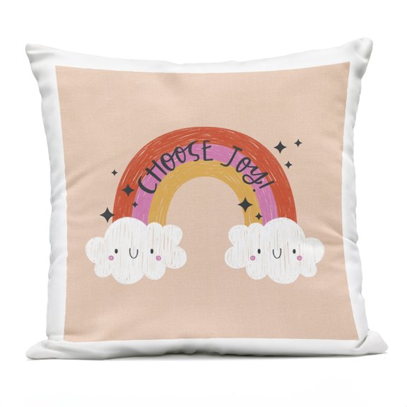 Stupell Industries Choose Joy Happy Rainbow Design by Sarah Hickman Outdoor Printed Pillow