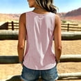 thumbnail image 3 of cocolona Summer Striped Tank Tops for Women Crew Neck Sleeveless Split Hem Button Shirts Trendy Casual Solid Color Blouses, 3 of 6