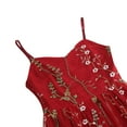 thumbnail image 6 of Brglopf Womens Floral Embroidery Sheer Mesh Dresses Spaghetti Strap Vintage Cocktail Party Dress Wedding Prom Evening Swing Dress Red S, 6 of 7