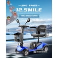 thumbnail image 3 of 4 Wheel Powered Mobility Scooters, Foldable Travel Scooter with LED Headlights, Basket and 360° Rotatable Thick Seat, 12.5 Miles Range, Electric Scooters for Seniors, Red, 3 of 7