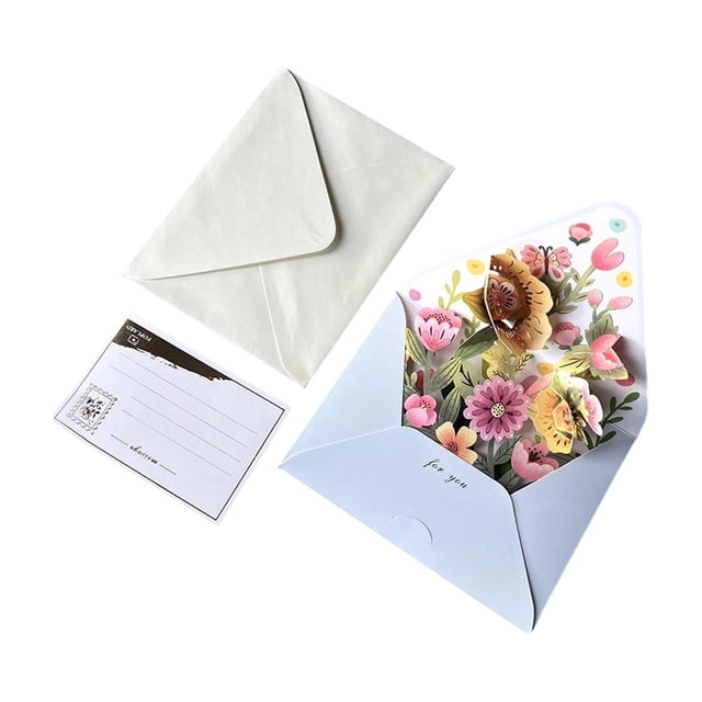C Pop Up Flower Greeting Card With Blank Envelope Paper Craft For Mom Day Graduation Birthday Get Well 5.91X4.53 Inch