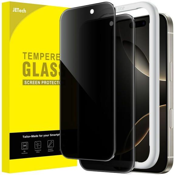 JETech Privacy Screen Protector for iPhone 17 Pro Max 6.9-Inch, Anti-Spy Tempered Glass Film with Easy Installation Tool, 2-Pack
