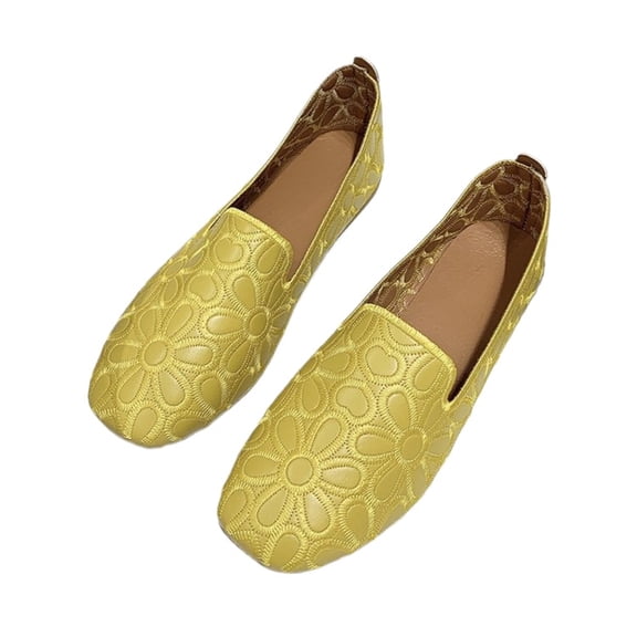 Women’s Square Toe Flat Shoes, Slip On Shallow Cut Soft Sole Casual Flats