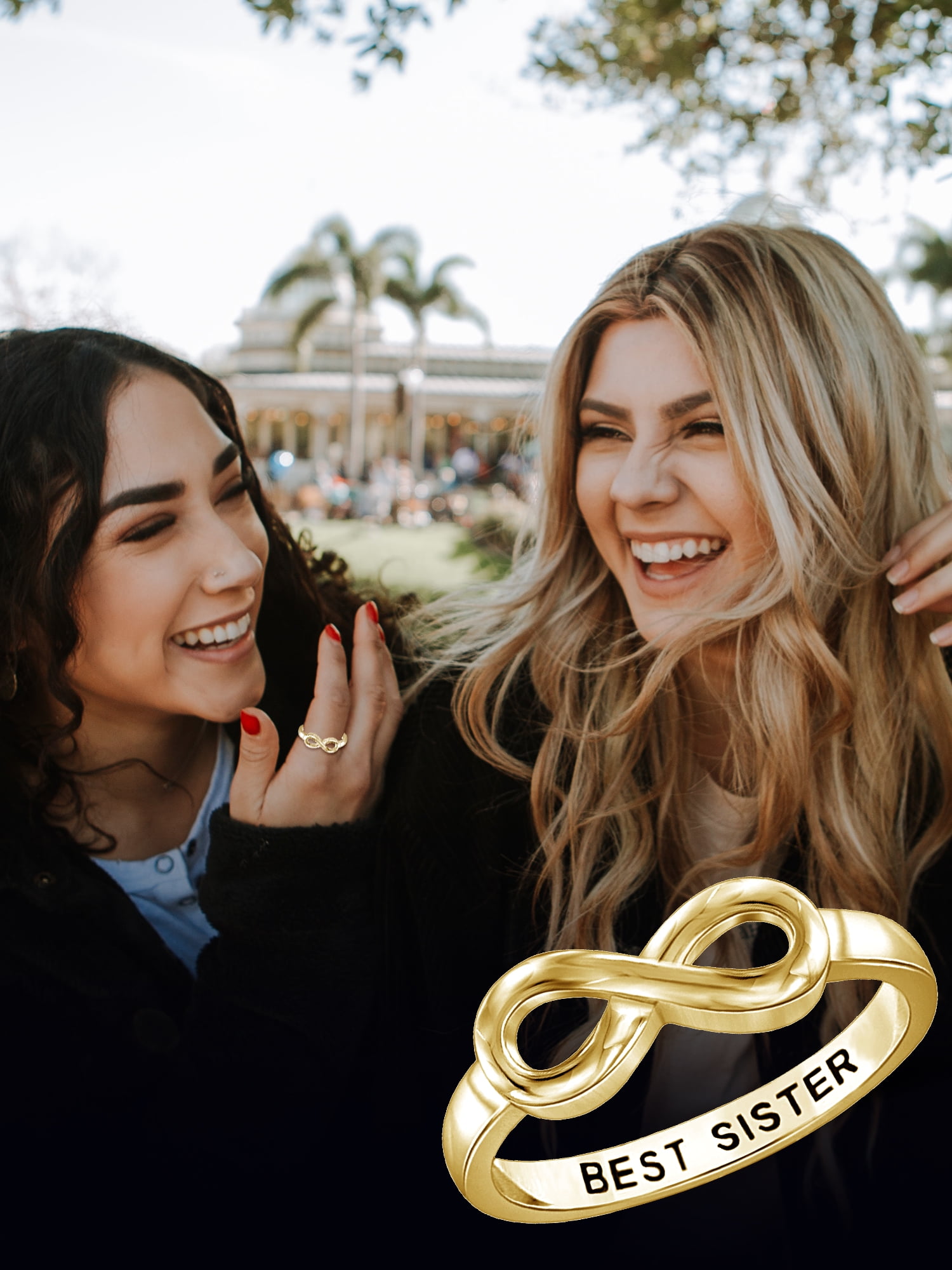 JewelersClub 0.925 Sterling Silver Infinity Friendship Ring for Women | Personalized Best Sister Eternity Knot Symbol Band