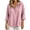 Pink-02, variant on Women's Hooded Half-Button-Down Top with 3/4 Sleeves Casual Drawstring Hood Blouse and Rounded Hem Shirts