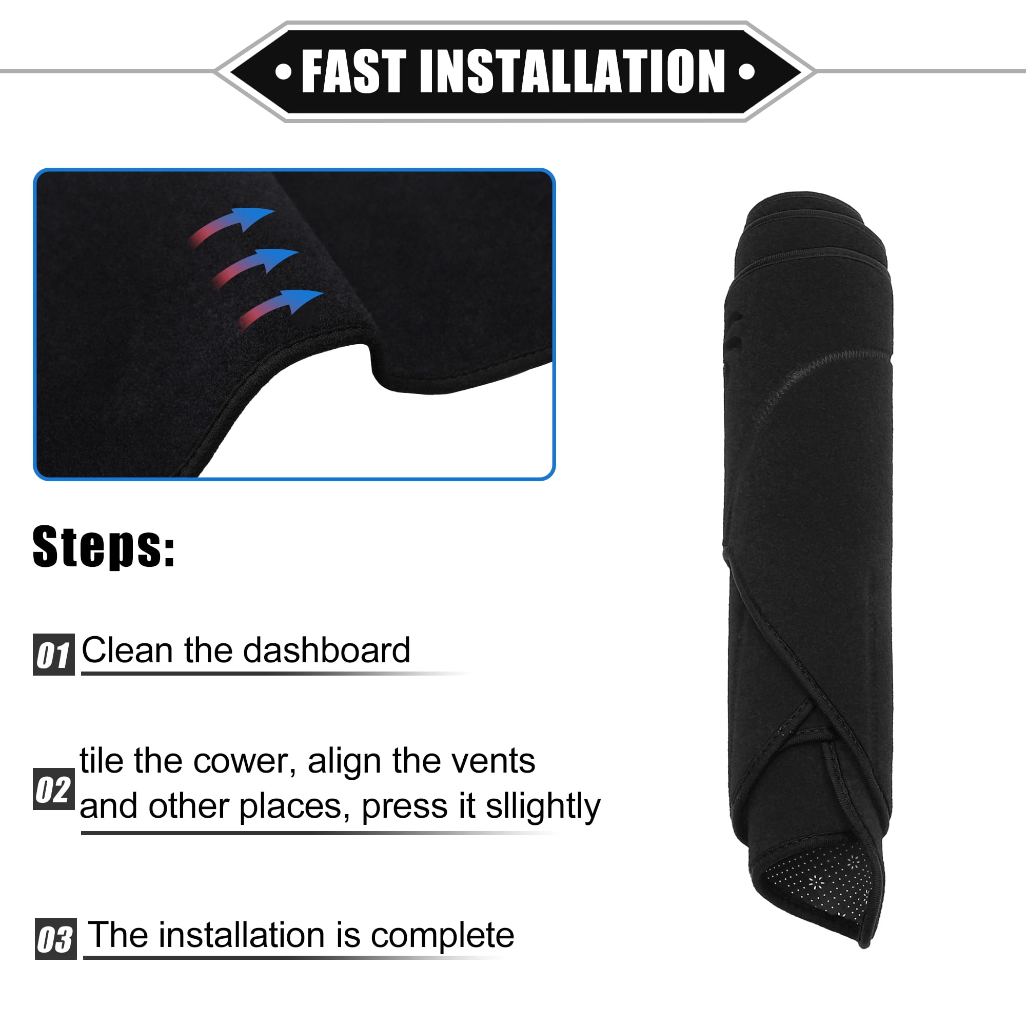 Unique Bargains Dashboard Cover for Hyundai Santa Fe 2019-2020 Polyester Mat Black
