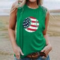 thumbnail image 2 of Usmisi 4th of July Tank Tops Independence Day Patriotic Tshirts Loose Fit Breathable Vest Womens Fashion Baseball US Flag Print Round Neck Sleeveless Summer Blouses Green xl, 2 of 6
