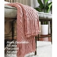 thumbnail image 2 of CREVENT Light Blush Pink Knit Throw Blanket for Couch Sofa Chair,Soft and Decorative for Spring Summer (50''X60'' Dusty Pink/Pale Pink), 2 of 5