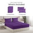 thumbnail image 2 of Sleepy Town Sheets Set, Soft & Wrinkle Free Microfiber 4 Piece Split King Sheet Set, Purple, 2 of 5