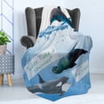 thumbnail image 4 of Animal Soft Flannel Fleece Throw Blanket, Lets Take a Shower and Time to Relax Texts and Whale Dolphin Seal Photo, Cozy Plush for Indoor and Outdoor Use, 60" x 80", Pale Blue Multicolor, by Ambesonne, 4 of 5