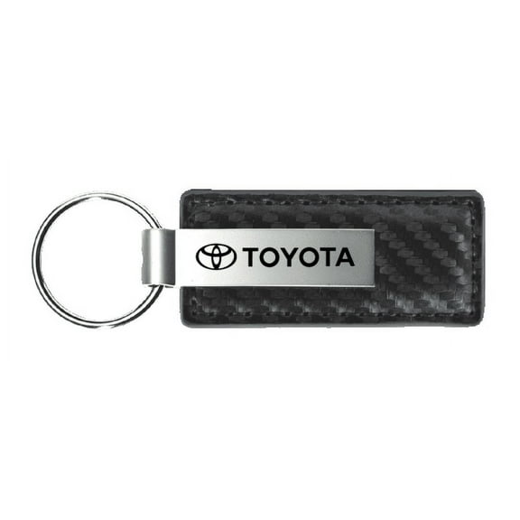 Toyota Gun Metal Carbon Fiber Texture Leather Key Chain Fob Official Licensed
