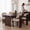 Lucena Oak/Camel, variant on COLAMY 5-Piece Modern Dining Room Set, 63" Rectangular Kitchen Table with 4 Upholstered Dining Chairs, Heavy-Duty Ribbed Base Wood Dining Set - Walnut/Beige