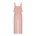 thumbnail image 5 of Two Piece Outfit Women Casual Beach Outfits for Women Clothing Set Female Round Neck Sleeveless Tops Pants Sets Casual Pant Style S_394 Women's Tracksuits Pinks XXL, 5 of 8