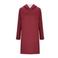 thumbnail image 4 of Efsteb Winter Fashion Dresses for Women 2025 Thick Fleece Dresses Long Sleeve Hoodies Dress Sweatshirt Thermal Dress (Wine,XL), 4 of 6