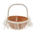 thumbnail image 1 of Cesta de flores pequeña tejida, cesta de huevos para dulces, cesta de almacenamiento práctica hecha a mano, decoración del hogar para senderismo, Marrón claro L, 1 of 8