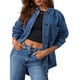 thumbnail image 2 of Chaqueta Vaquera de Mujer Oversize Estilo Boyfriend con Botones, Larga y Abertura Lateral. Chaqueta Vaquera Zimbaplatinum. Azul Real L, 2 of 9