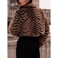 thumbnail image 3 of Giolshon Women's Faux Fur Leather Cropped Coat Fleece Lined Warm Soft Fluffy Zip-Up Winter Outerwear, 3 of 4