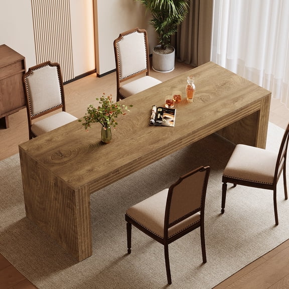 Tribesigns 78.74-inch Dining Table for 6-8 People, Farmhouse Kitchen Table, Rectangle Wooden Dinner Table with Sturdy Legs, Light Brown