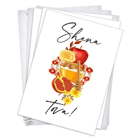 Pomegranate Honey Rosh Hashanah Cards | 3 Pack Set (5X7)