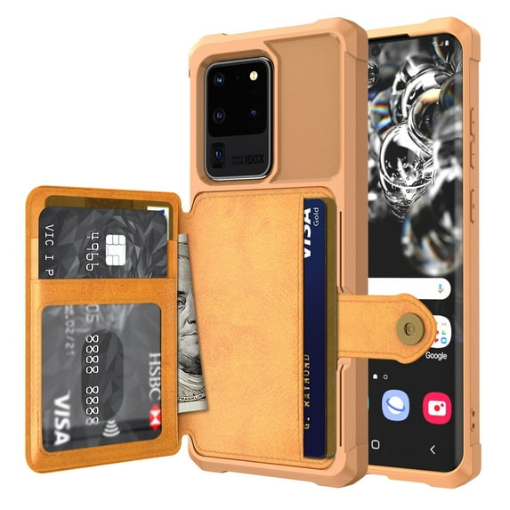 Feishell for Samsung S20 Ultra Wallet Case, ID&Credit Card Holder Slots Pockets Wallet Back Cover Stand Flip Folio Leather Magnetic Absorption Cover for Samsung Galaxy S20 Ultra, Brown