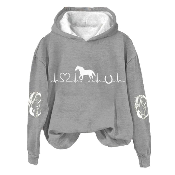 Clearance! Lisingtool Women's Horse Heartbeat Horse Lover Casual Hoodie Casual Long Sleeve Sweatshirt Soft Printed Shirt Women's Winter Sweatshirt Top